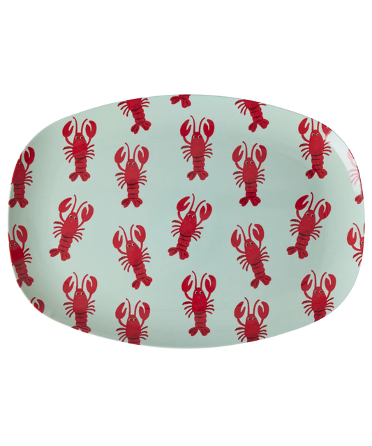 Rice - Groot Rechthoekig Dinerbord - Lobster Print