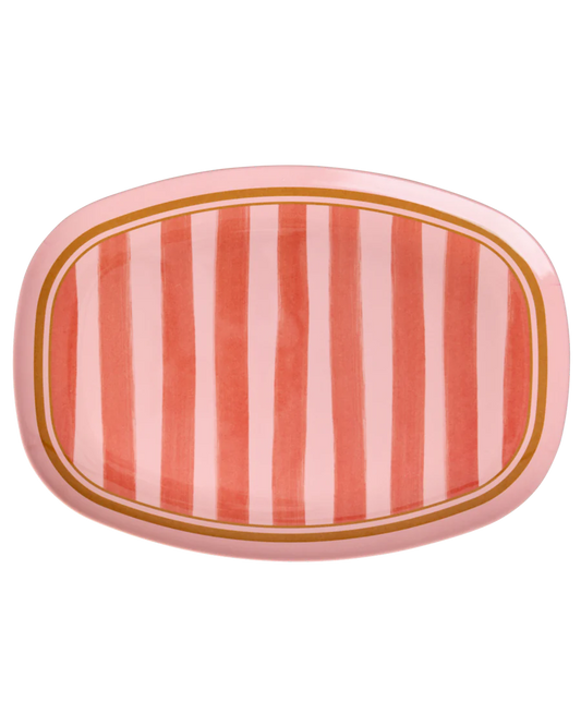 Rice - Melamine plate with organic stripes print