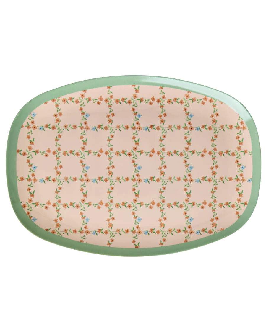 Rice - Melamine plate with checkered stencil print