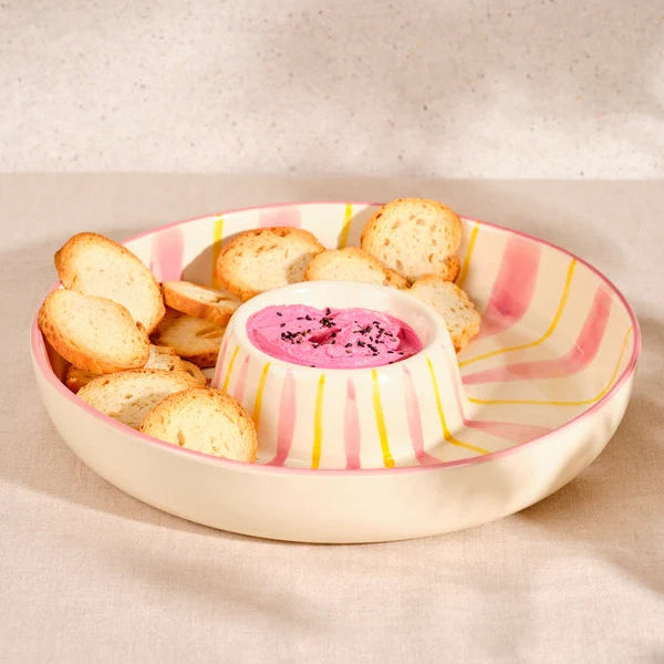 Niné Kitchenware - Chip'N Dip Bowl Pink/Yellow Saar