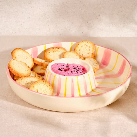 Niné Kitchenware - Chip'N Dip Bowl Pink/Yellow Saar