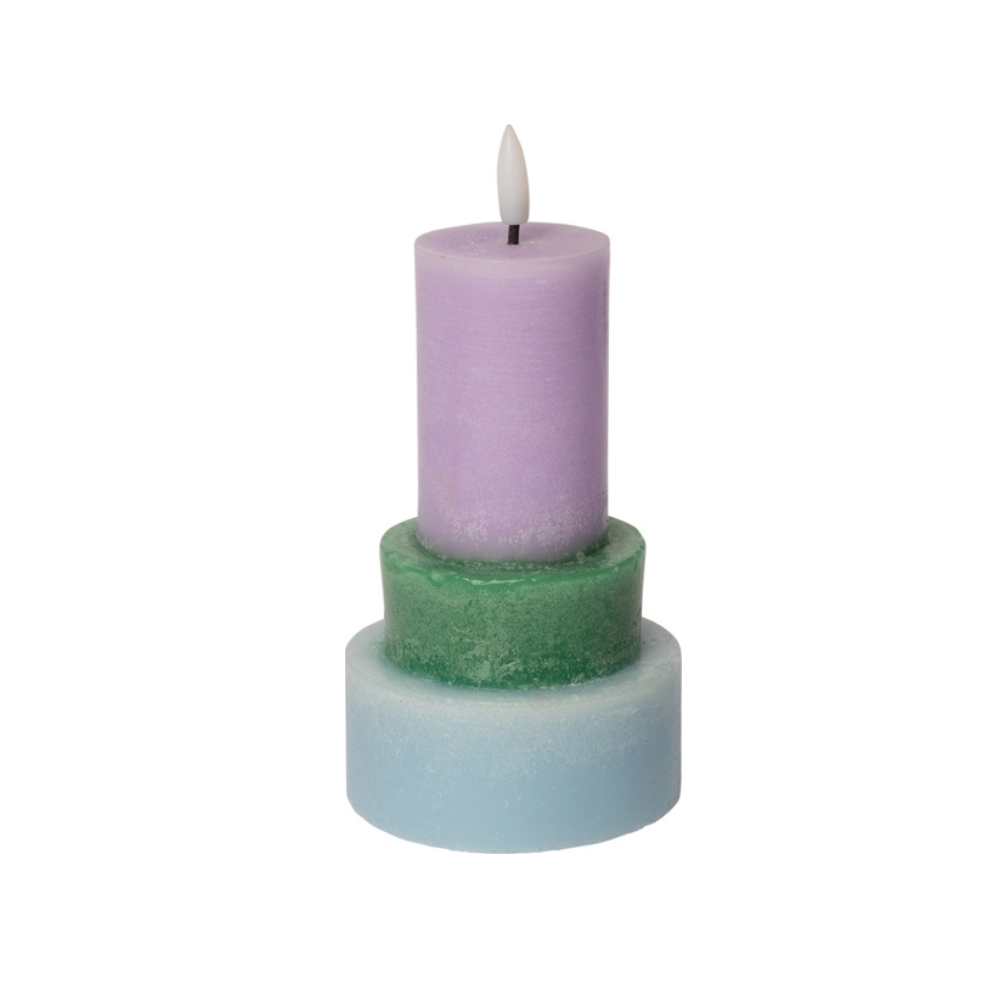 Led pillar kaars - Lichtblauw/Groen/lila