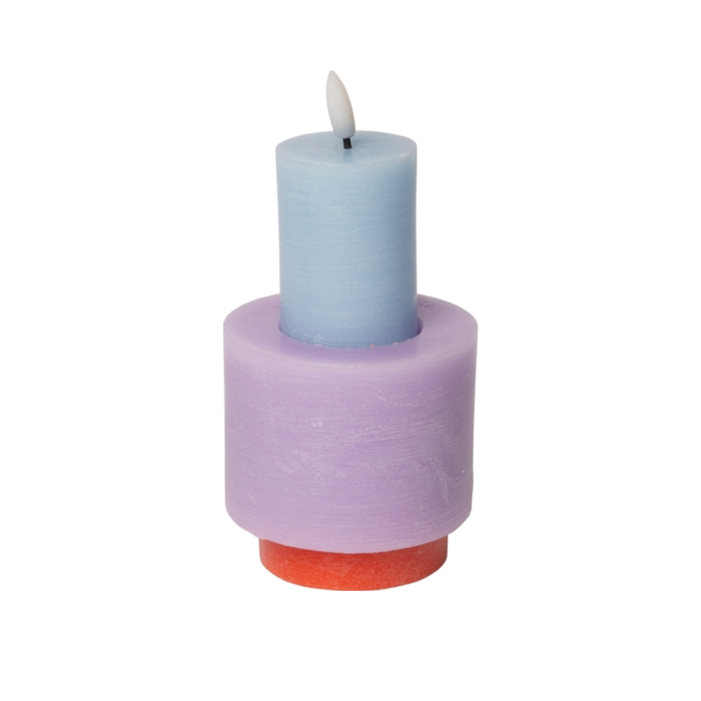 Led pillar kaars - Lichtblauw/violet/rood