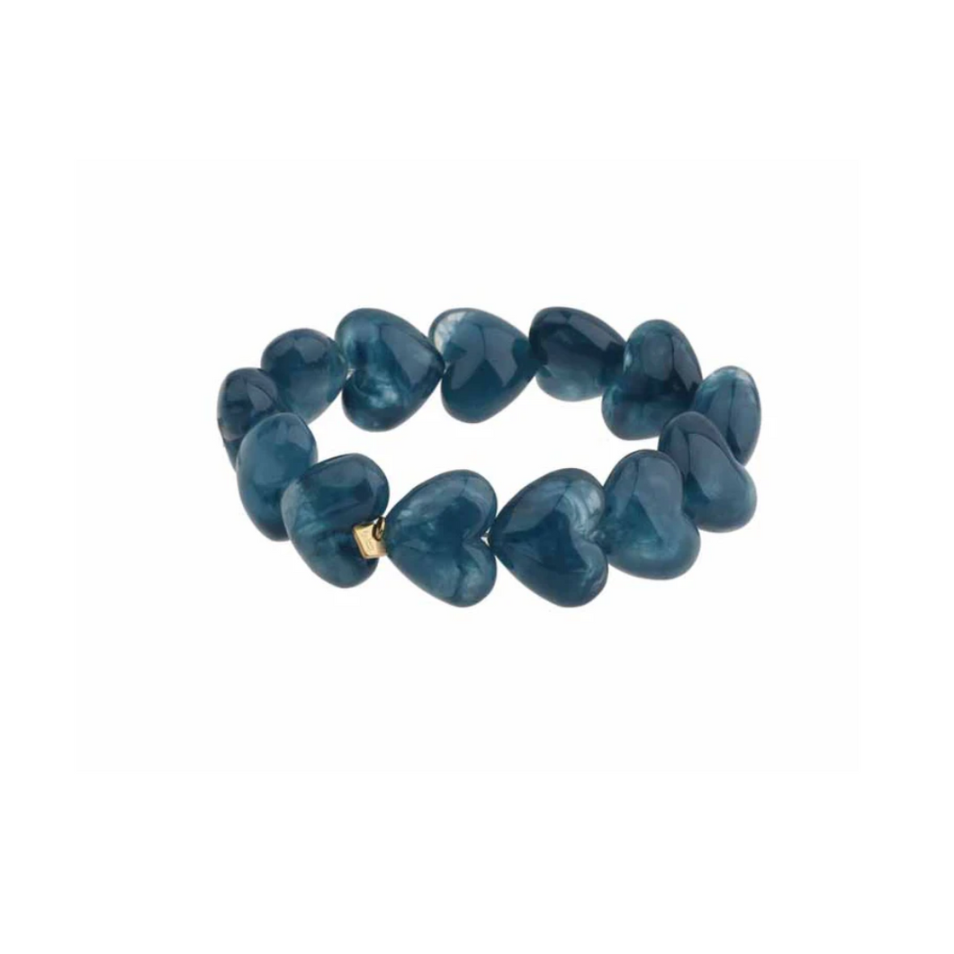 Armbandje kralen hartje - Oceaan blauw