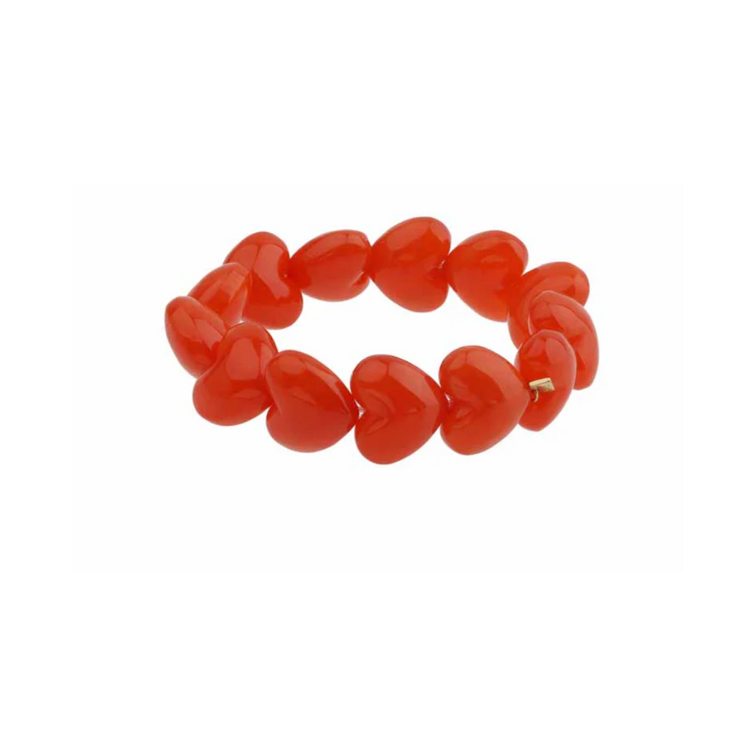Armbandje kralen hartje - Rood oranje