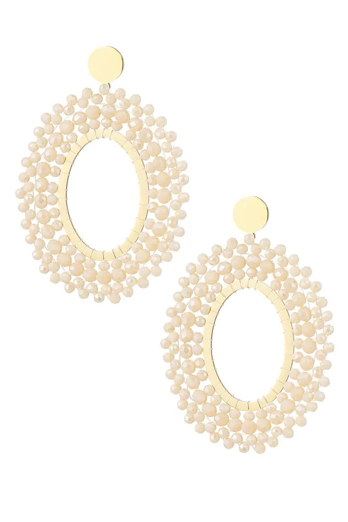 Oorbellen - Beige/goud