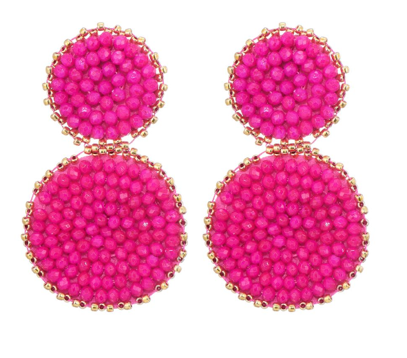 Oorbellen - Fuchsia roze/goud