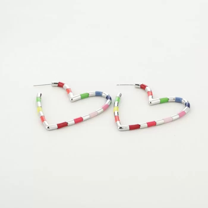 Oorbellen hartje - Multicolour/zilver
