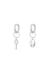 Oorbellen sleutel & slot - Zilver