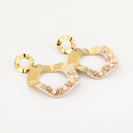 Oorbellen - Goud/Beige
