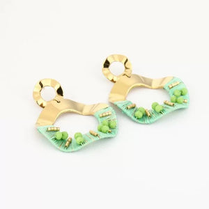 Oorbellen - Goud/Groen