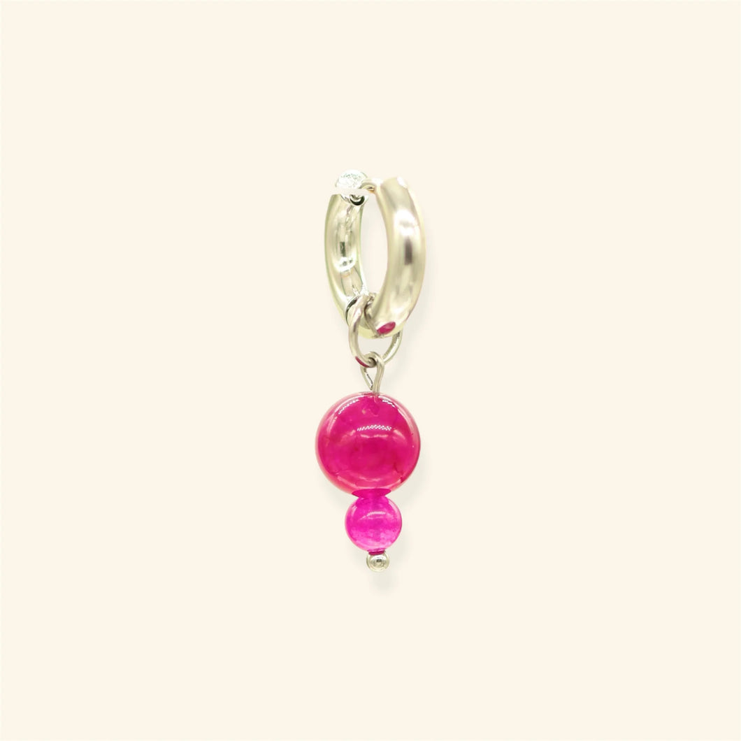 Mable oorbel - Bubble Fuchsia zilver