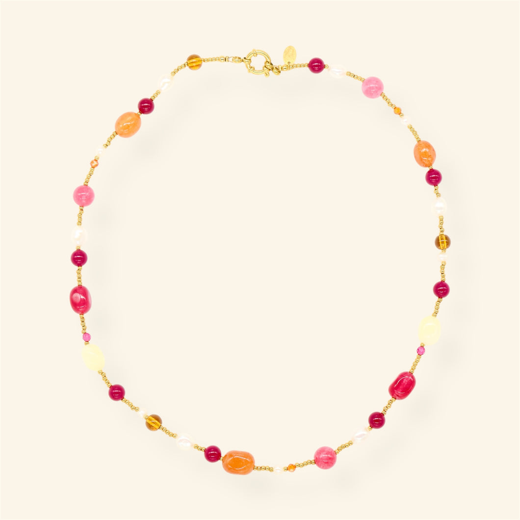 Mable ketting - Goud/roze