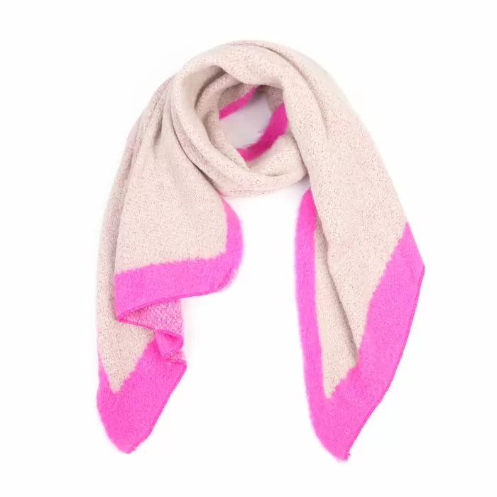 Sjaal - Beige/fuchsia