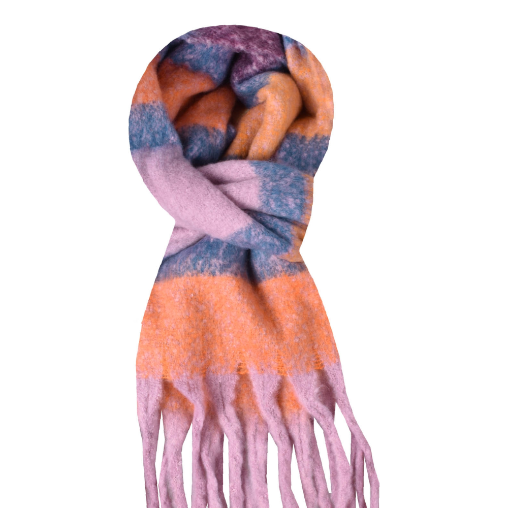 Sjaal - Lila/oranje/donkerblauw