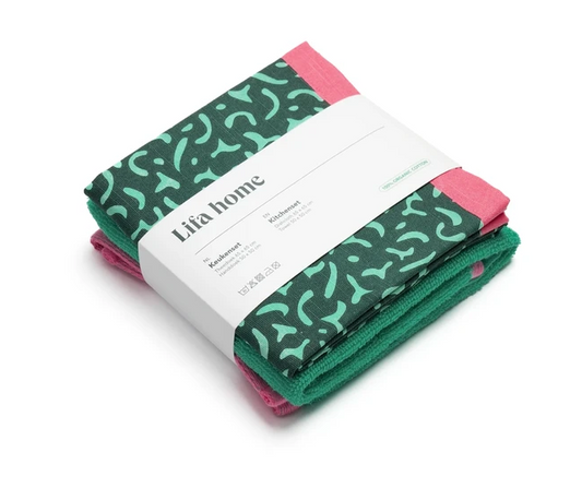 Theedoek en Handdoek Set Vivid Green Green
