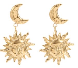 Oorbellen maantje/zonnetje - Goud