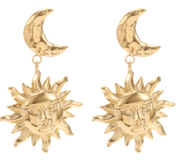 Oorbellen maantje/zonnetje - Goud