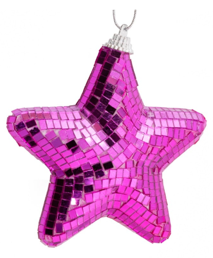 Kersthanger Disco Ster - Roze