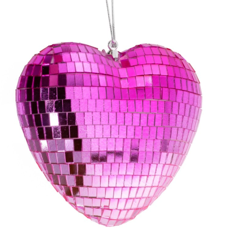 Kersthanger Disco Hart - Roze/Multicolour