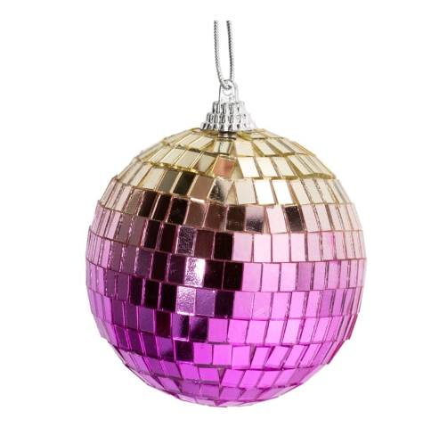 Kerstbal Disco - Roze/Goud