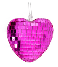 Afbeelding in Gallery-weergave laden, Kersthanger Disco Hart klein - Fuchsia
