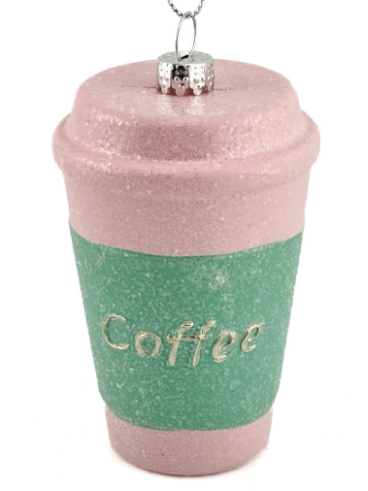 Kerstbal hanger coffee to go - Pastel