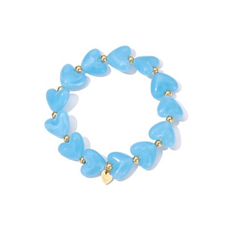 Hartjes kralen armband - Blauw
