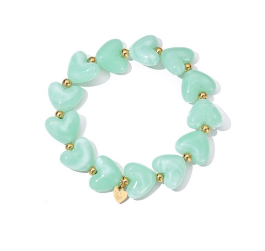 Hartjes kralen armband - Mintgroen