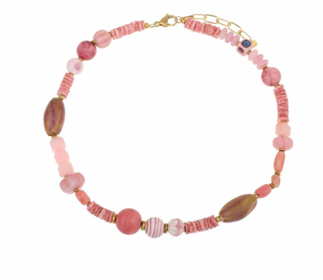 Kralenketting Lucky - Roze/Bruin