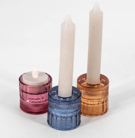Glazen kaarsenstandaard - Blauw