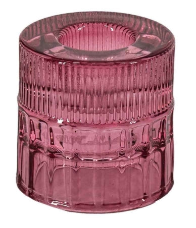 Glazen kaarsenstandaard - Roze