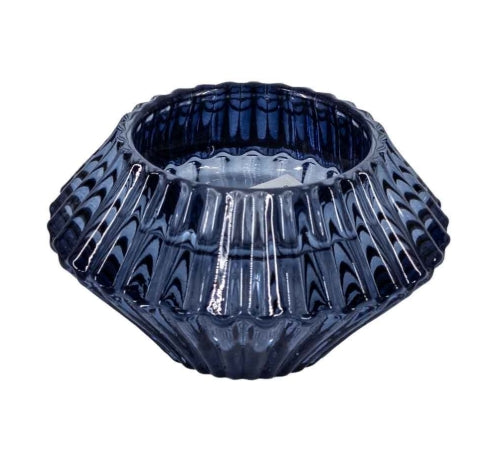 Glazen waxine en kaarsenstandaard - Blauw