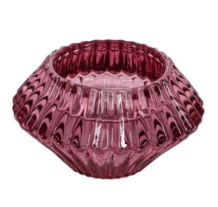 Glazen waxine- en kaarsenstandaard Roze