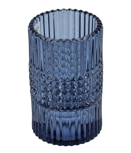 Glazen waxine- en kaarsenstandaard - Blauw
