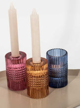 Afbeelding in Gallery-weergave laden, Glazen waxine- en kaarsenstandaard - Blauw
