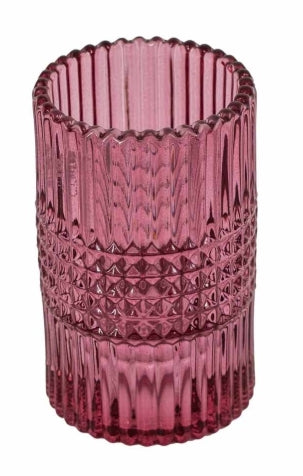 Glazen waxine- en kaarsenstandaard Roze