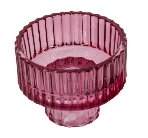 Glazen waxine- en kaarsenstandaard - Roze
