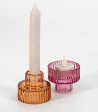 Afbeelding in Gallery-weergave laden, Glazen waxine- en kaarsenstandaard - Roze
