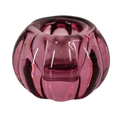 Glazen kaarsenstandaard bol - Roze