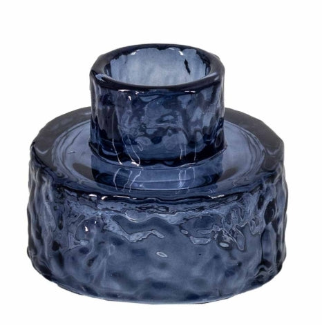 Glazen waxine- en kaarsenstandaard - Blauw
