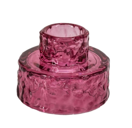 Glazen waxine- en kaarsenstandaard - Roze