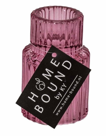 Glazen waxine- en kaarsenstandaard - Roze