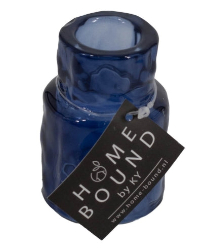 Glazen waxine- en kaarsenstandaard - Blauw