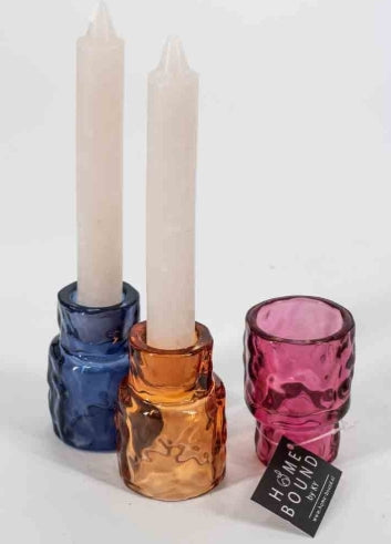 Glazen waxine- en kaarsenstandaard - Blauw