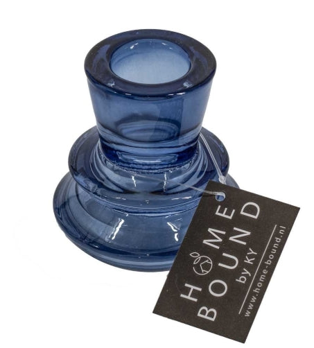Glazen kaarsenstandaard - Blauw