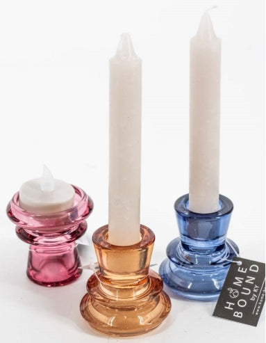 Glazen kaarsenstandaard - Blauw