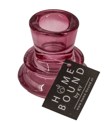 Glazen kaarsenstandaard - Roze