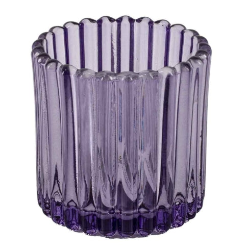 Glazen waxinehouder - Paars