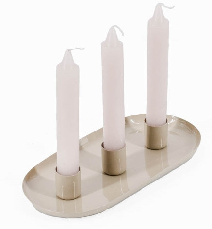 Kaarsenstandaard ovaal - Beige